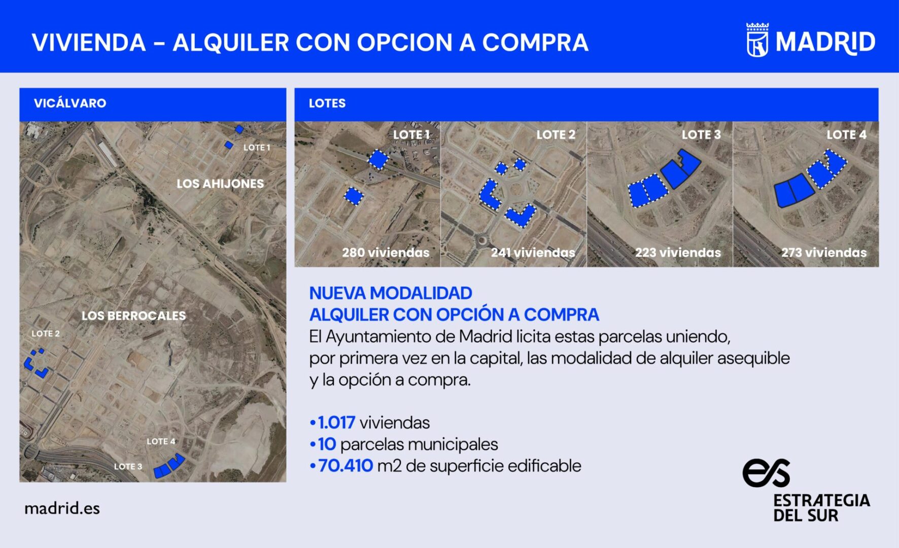 Madrid licitará diez parcelas para la construcción de más de 1.000 viviendas bajo la modalidad de alquiler asequible con opción a compra